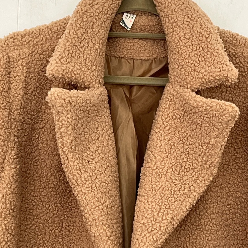 Flamingo Teddy Coat Carmel Women's Double-Breasted Coat Size - Picture 6 of 11